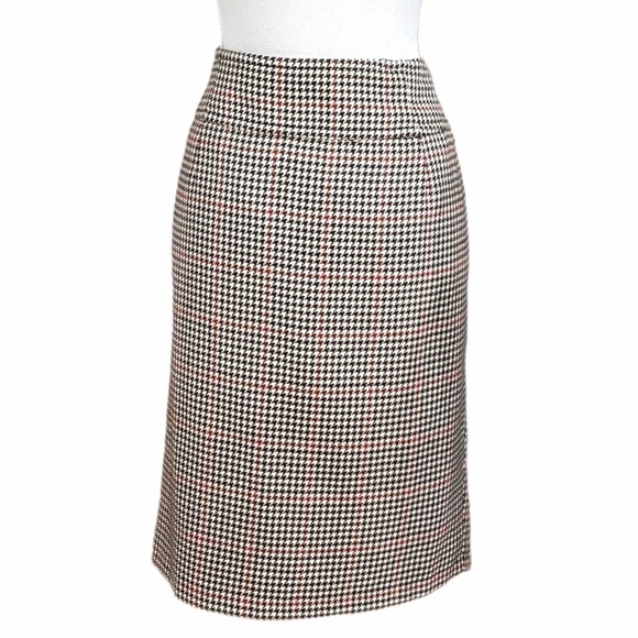 JONES NEW YORK WOOL BLEND HOUNDSTOOTH HIGH RISE PLEATED FORMAL SKIRT - 12 - Picture 4 of 9